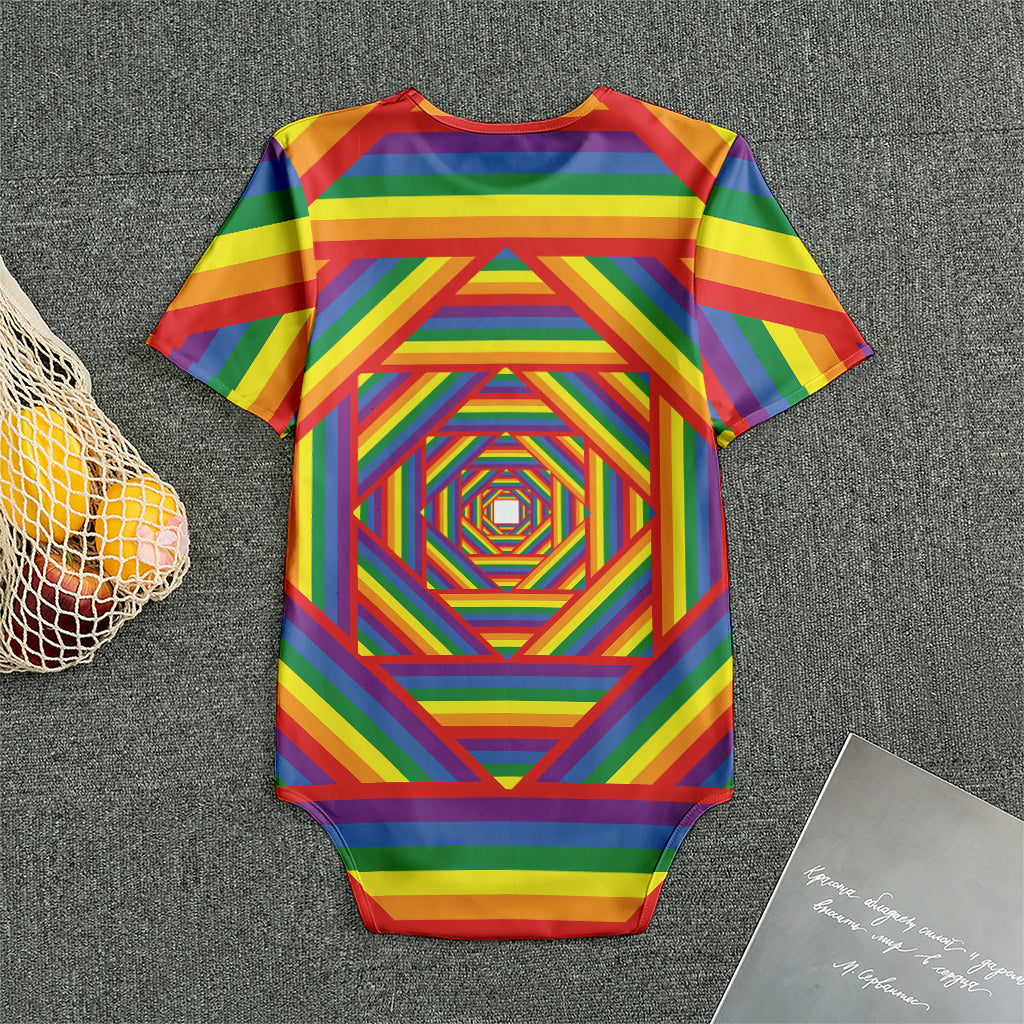 Abstract Rainbow LGBT Stripes Print Men's Bodysuit