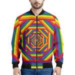 Abstract Rainbow LGBT Stripes Print Men's Bomber Jacket