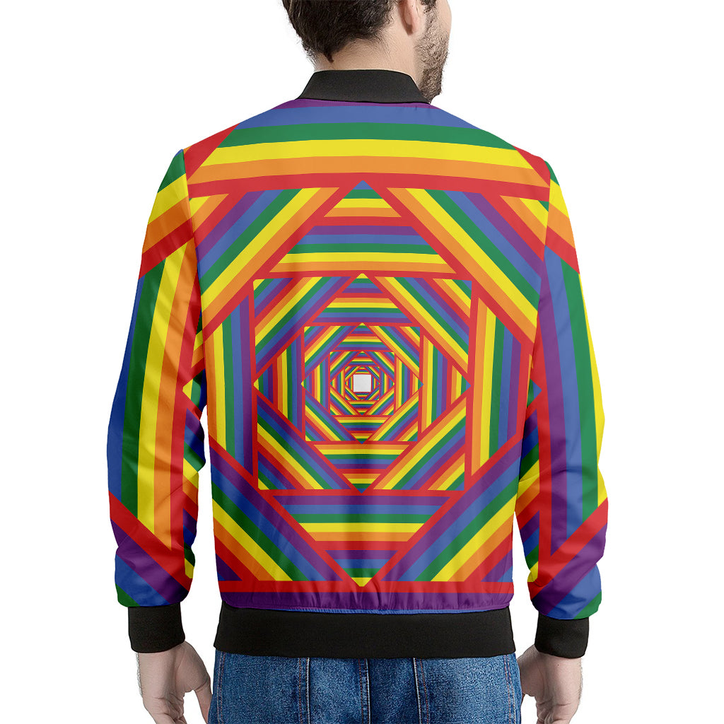 Abstract Rainbow LGBT Stripes Print Men's Bomber Jacket