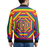 Abstract Rainbow LGBT Stripes Print Men's Bomber Jacket