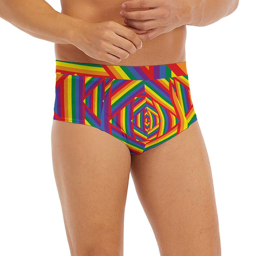 Abstract Rainbow LGBT Stripes Print Men's Briefs