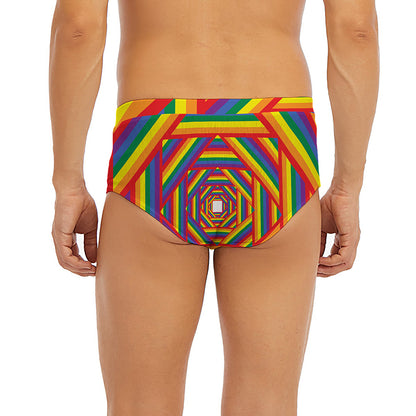 Abstract Rainbow LGBT Stripes Print Men's Briefs