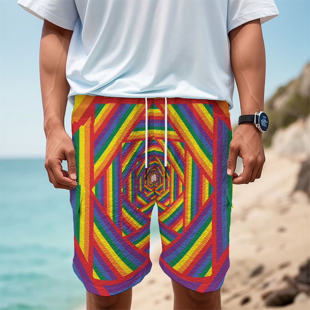 Abstract Rainbow LGBT Stripes Print Men's Cargo Shorts