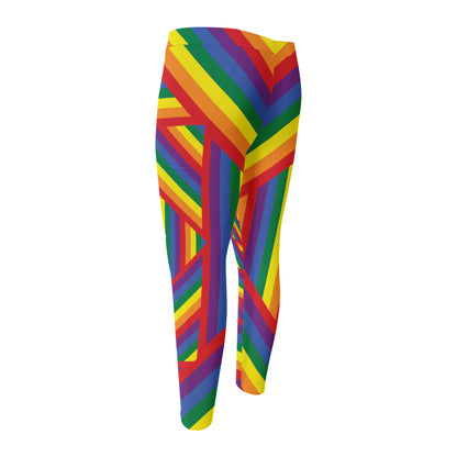Abstract Rainbow LGBT Stripes Print Men's Compression Pants