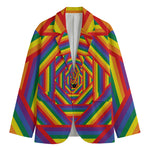 Abstract Rainbow LGBT Stripes Print Men's Cotton Blazer