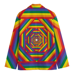 Abstract Rainbow LGBT Stripes Print Men's Cotton Blazer