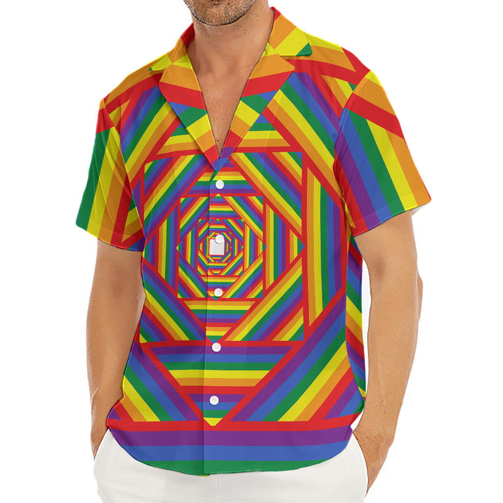 Abstract Rainbow LGBT Stripes Print Men's Deep V-Neck Shirt