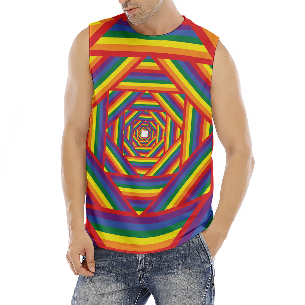 Abstract Rainbow LGBT Stripes Print Men's Fitness Tank Top