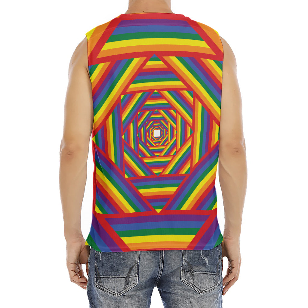 Abstract Rainbow LGBT Stripes Print Men's Fitness Tank Top