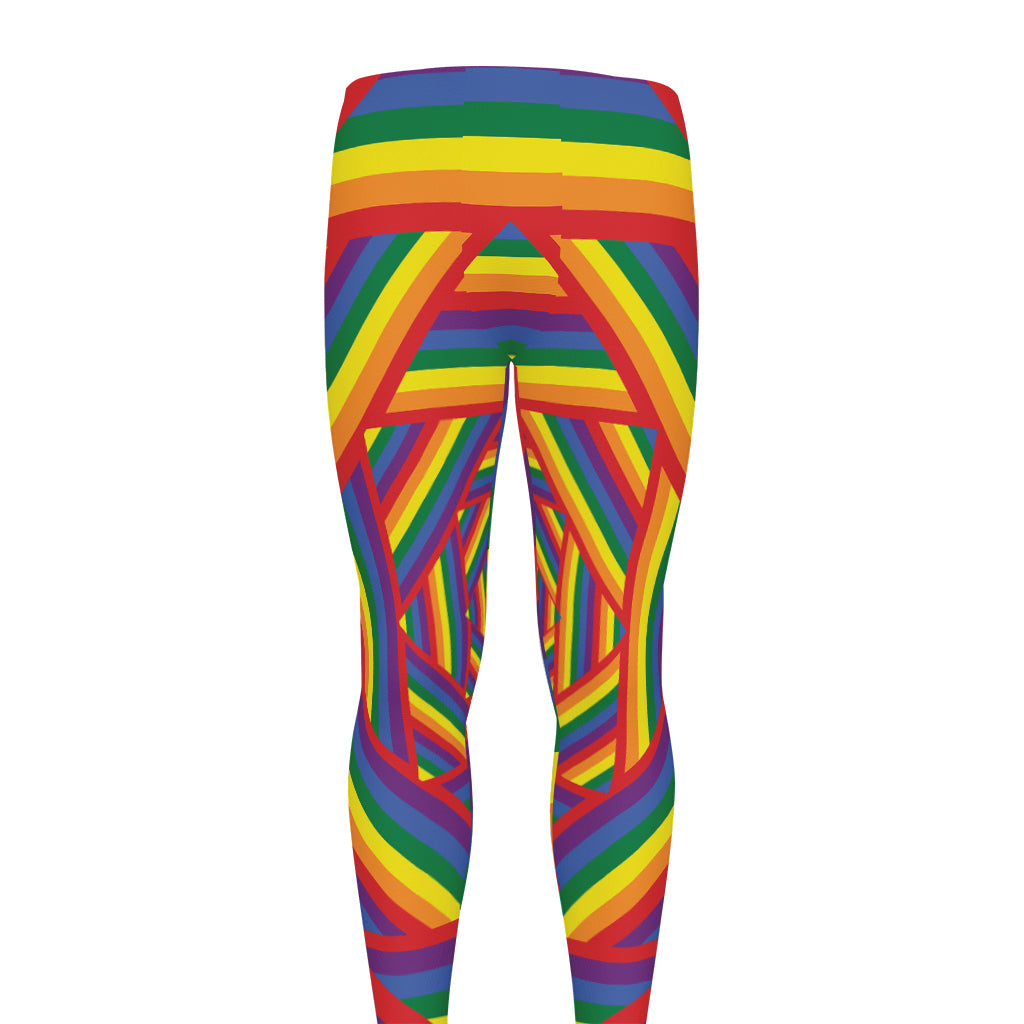 Abstract Rainbow LGBT Stripes Print Men's leggings