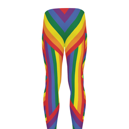 Abstract Rainbow LGBT Stripes Print Men's leggings
