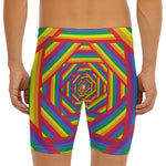 Abstract Rainbow LGBT Stripes Print Men's Long Boxer Briefs