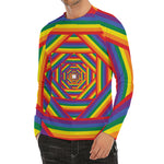 Abstract Rainbow LGBT Stripes Print Men's Long Sleeve Rash Guard