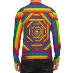 Abstract Rainbow LGBT Stripes Print Men's Long Sleeve Rash Guard