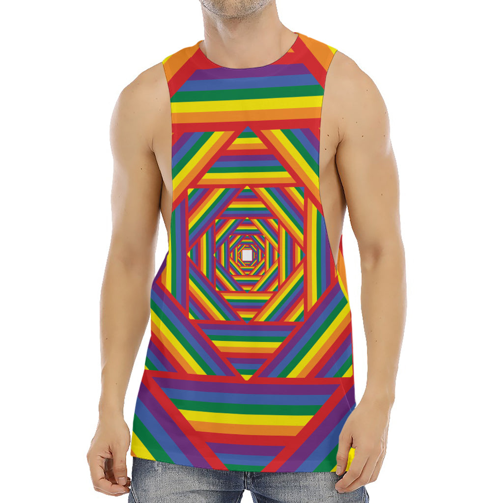 Abstract Rainbow LGBT Stripes Print Men's Muscle Tank Top