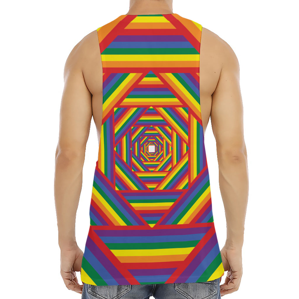 Abstract Rainbow LGBT Stripes Print Men's Muscle Tank Top