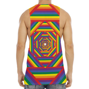 Abstract Rainbow LGBT Stripes Print Men's Muscle Tank Top