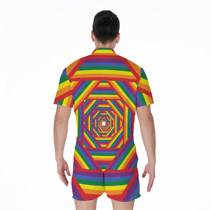 Abstract Rainbow LGBT Stripes Print Men's Rompers