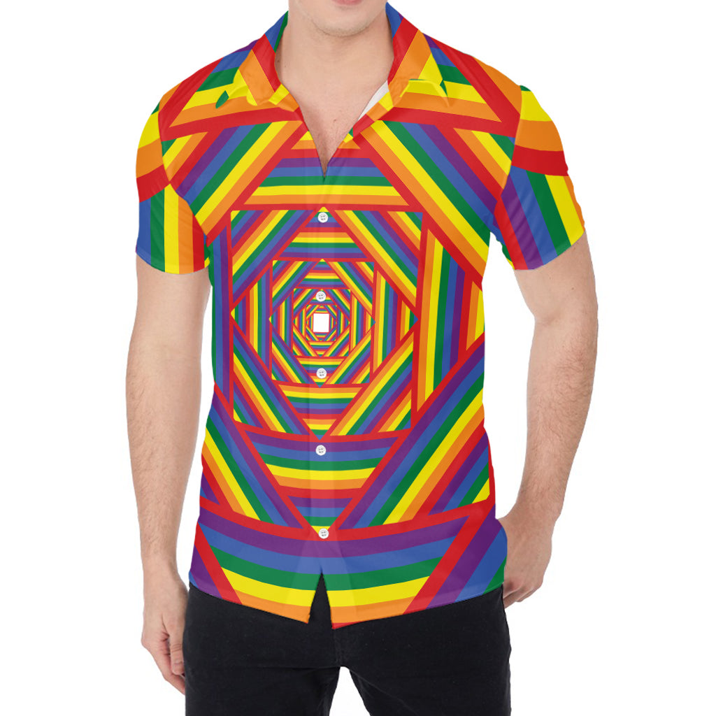 Abstract Rainbow LGBT Stripes Print Men's Shirt