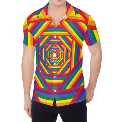 Abstract Rainbow LGBT Stripes Print Men's Shirt