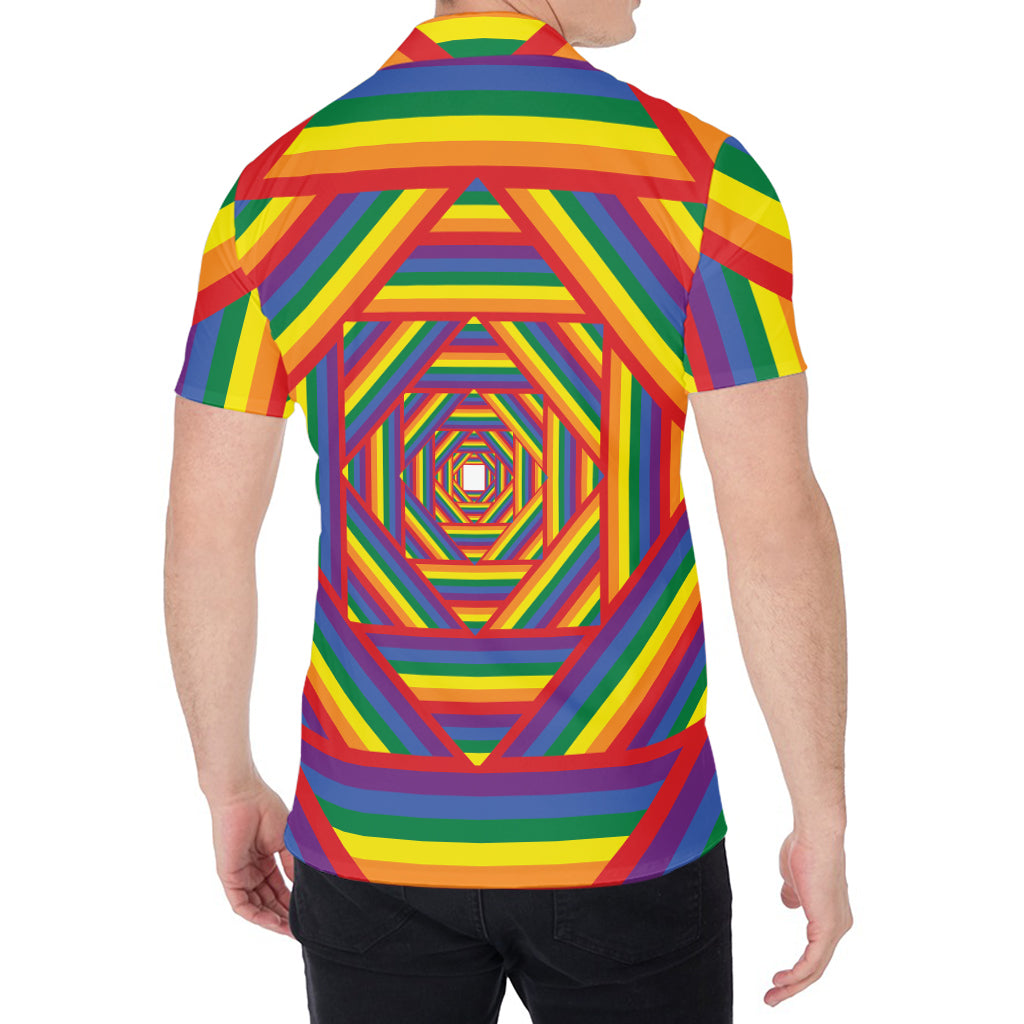 Abstract Rainbow LGBT Stripes Print Men's Shirt