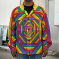 Abstract Rainbow LGBT Stripes Print Men's Shirt Jacket