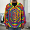 Abstract Rainbow LGBT Stripes Print Men's Shirt Jacket