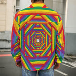 Abstract Rainbow LGBT Stripes Print Men's Shirt Jacket