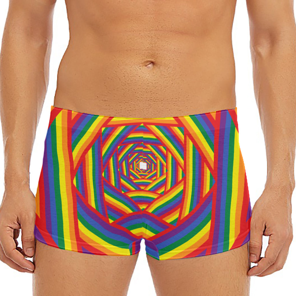 Abstract Rainbow LGBT Stripes Print Men's Short Boxer Briefs
