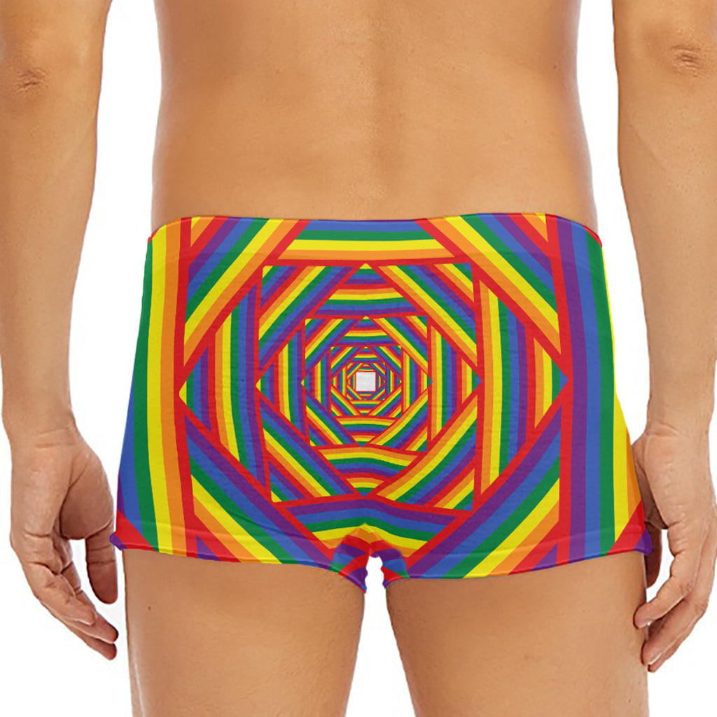 Abstract Rainbow LGBT Stripes Print Men's Short Boxer Briefs