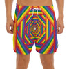 Abstract Rainbow LGBT Stripes Print Men's Split Running Shorts