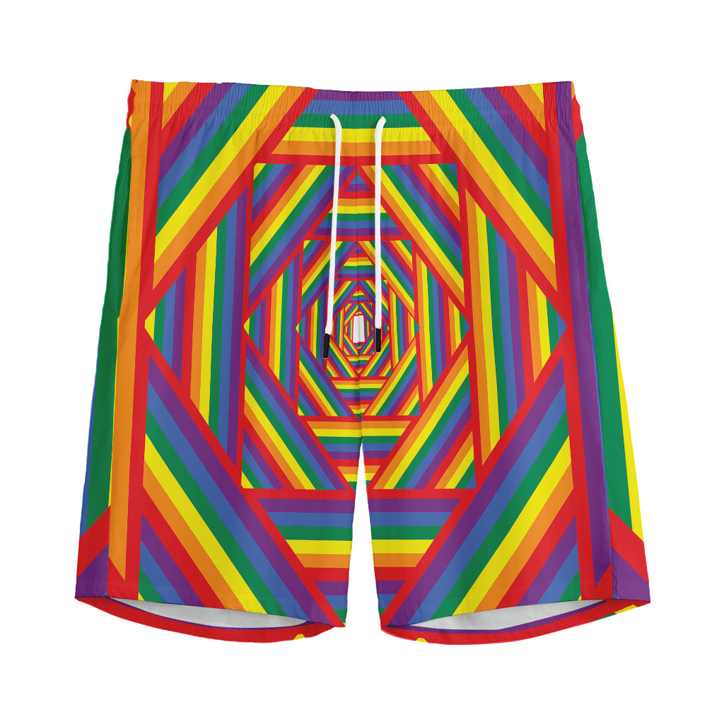 Abstract Rainbow LGBT Stripes Print Men's Sports Shorts