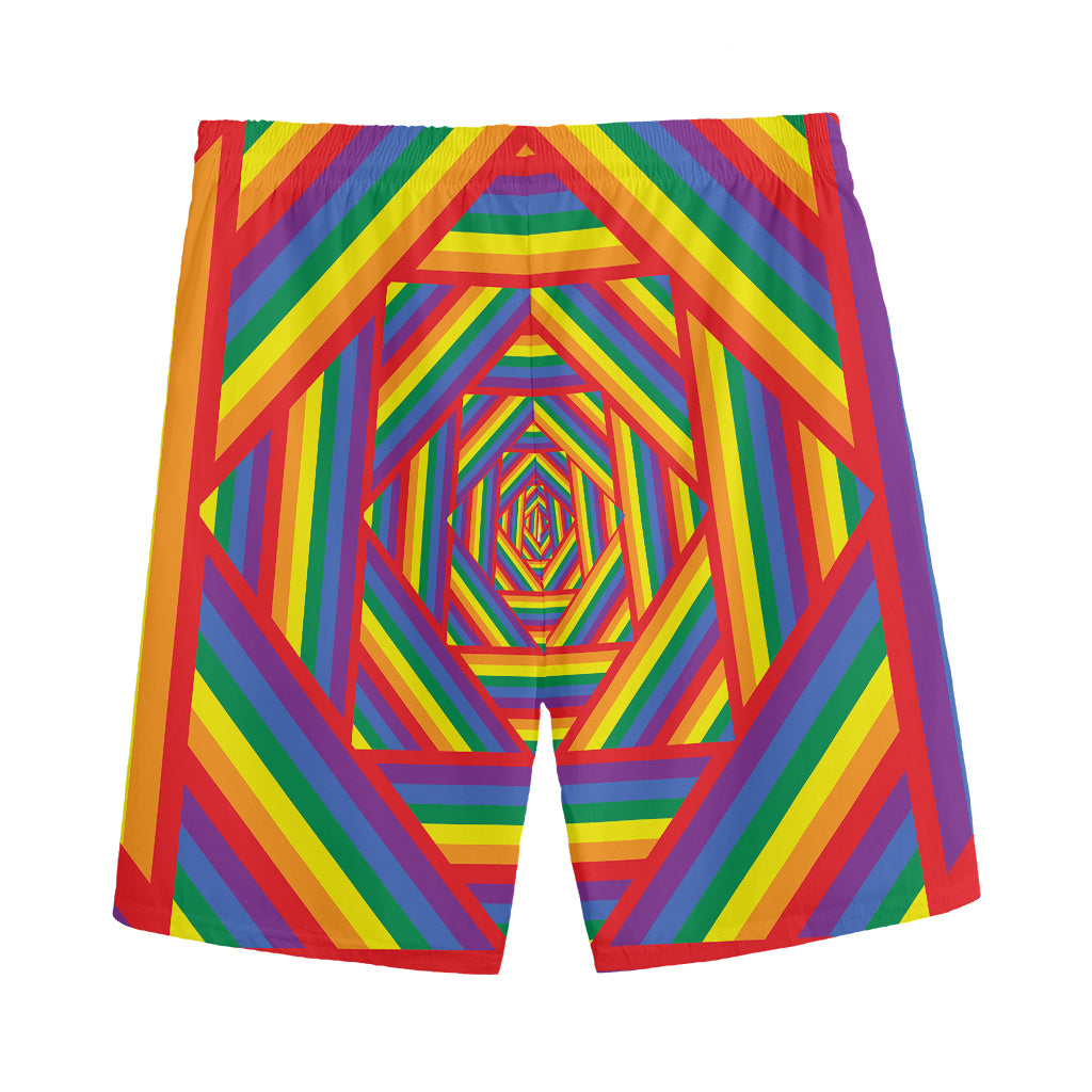 Abstract Rainbow LGBT Stripes Print Men's Sports Shorts