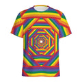 Abstract Rainbow LGBT Stripes Print Men's Athletic T-Shirt