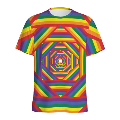 Abstract Rainbow LGBT Stripes Print Men's Sports T-Shirt