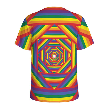 Abstract Rainbow LGBT Stripes Print Men's Sports T-Shirt