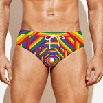 Abstract Rainbow LGBT Stripes Print Men's Swim Briefs