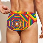 Abstract Rainbow LGBT Stripes Print Men's Swim Briefs
