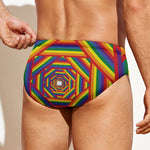 Abstract Rainbow LGBT Stripes Print Men's Swim Briefs