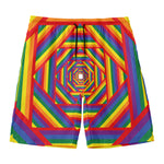 Abstract Rainbow LGBT Stripes Print Men's Swim Trunks