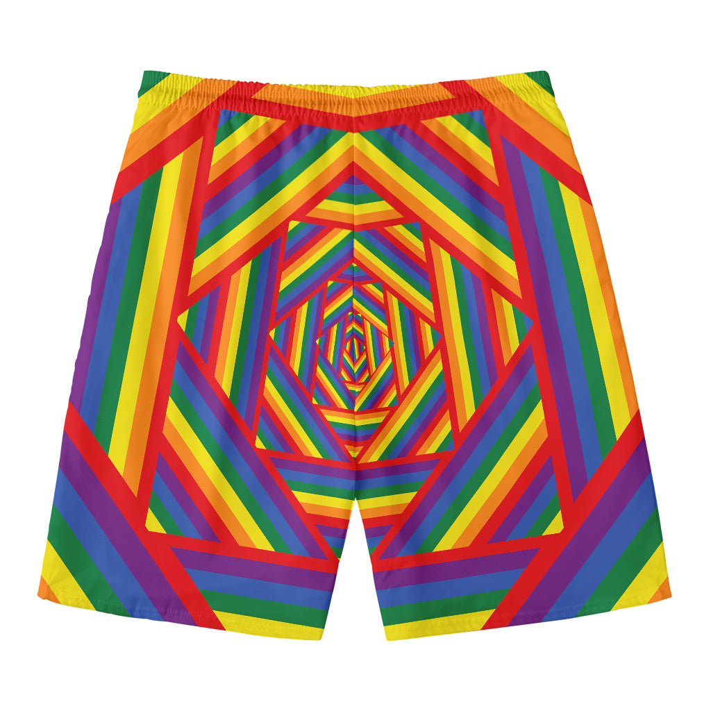 Abstract Rainbow LGBT Stripes Print Men's Swim Trunks