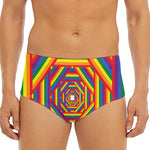 Abstract Rainbow LGBT Stripes Print Men's Triangle Swim Briefs