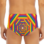 Abstract Rainbow LGBT Stripes Print Men's Triangle Swim Briefs