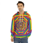 Abstract Rainbow LGBT Stripes Print Men's Velvet Pullover Hoodie