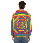 Abstract Rainbow LGBT Stripes Print Men's Velvet Pullover Hoodie