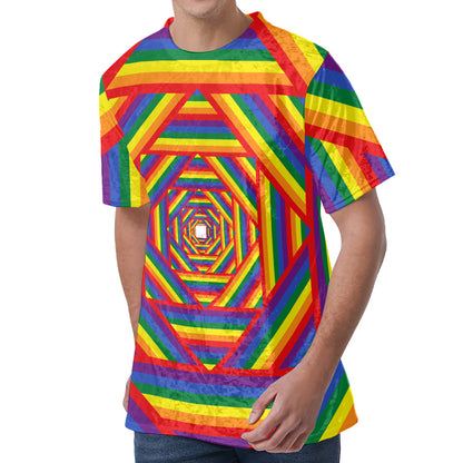 Abstract Rainbow LGBT Stripes Print Men's Velvet T-Shirt