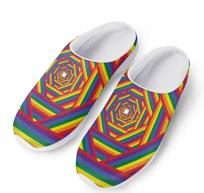 Abstract Rainbow LGBT Stripes Print Mesh Casual Shoes