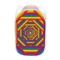 Abstract Rainbow LGBT Stripes Print Mesh Laundry Hamper