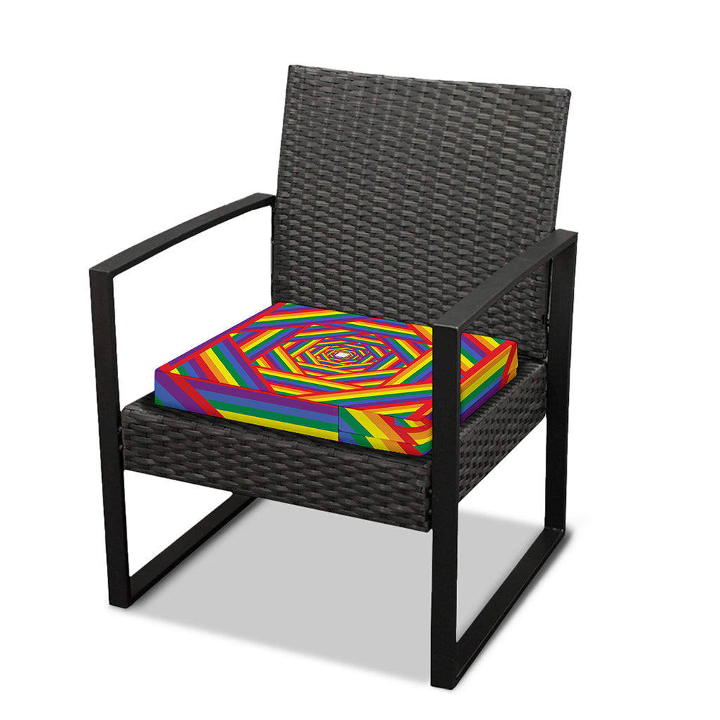 Abstract Rainbow LGBT Stripes Print Outdoor Seat Cushion Cover