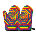 Abstract Rainbow LGBT Stripes Print Oven Mitts